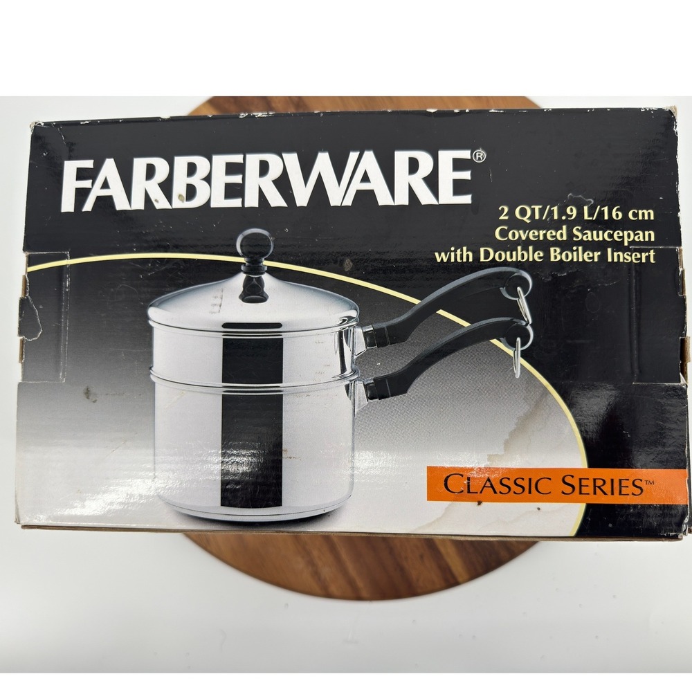Farberware Double Boiler Saucepan 2QT New Silver Stainless Steel Classic Series